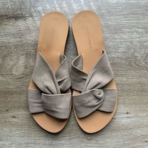 Banana Republic Suede Knot Front Slip On Slides Sandals